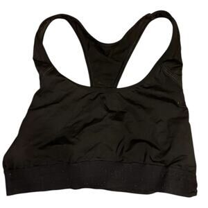 Black racerback sports bra ~M 13in band athleisure gym layering top used wear